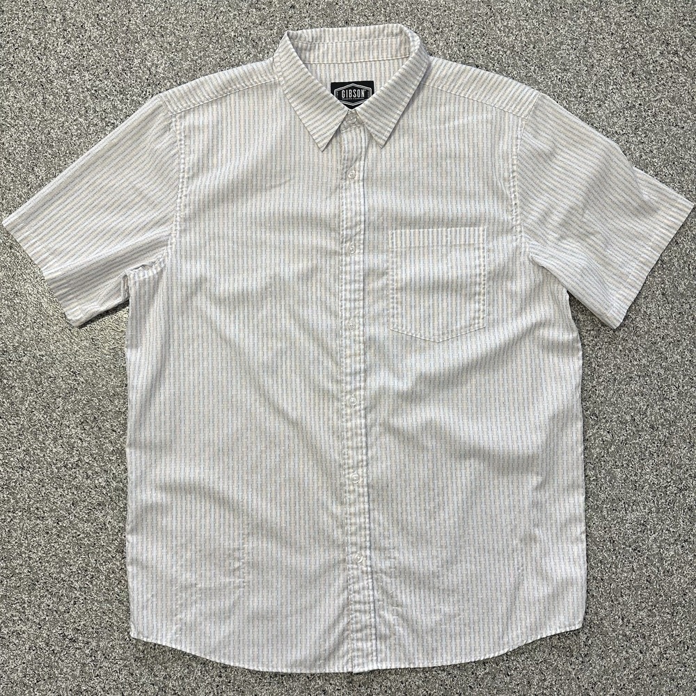Gibson Trading Co Shirt Mens L Short Sleeve Button Up Striped Textured Western